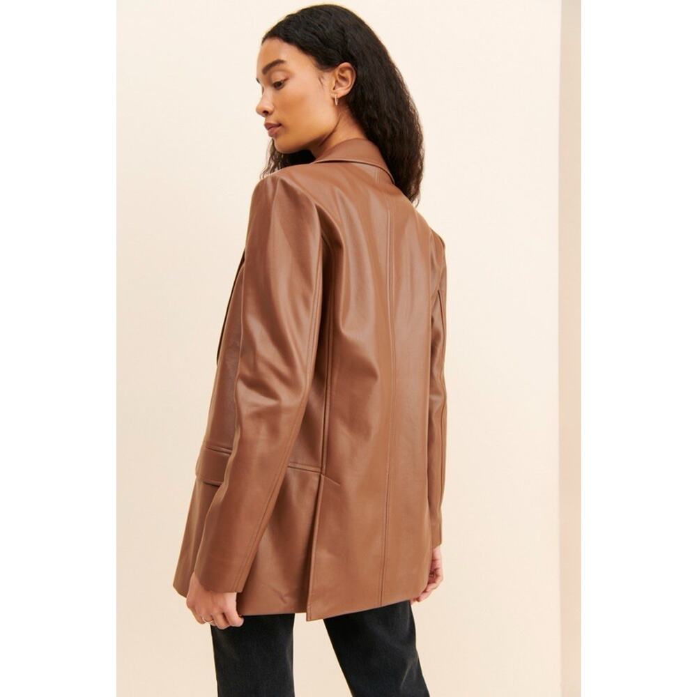 Anthropologie x Hutch Vegan Leather Blazer‎ Jacket Brown Size Large - Picture 2 of 11